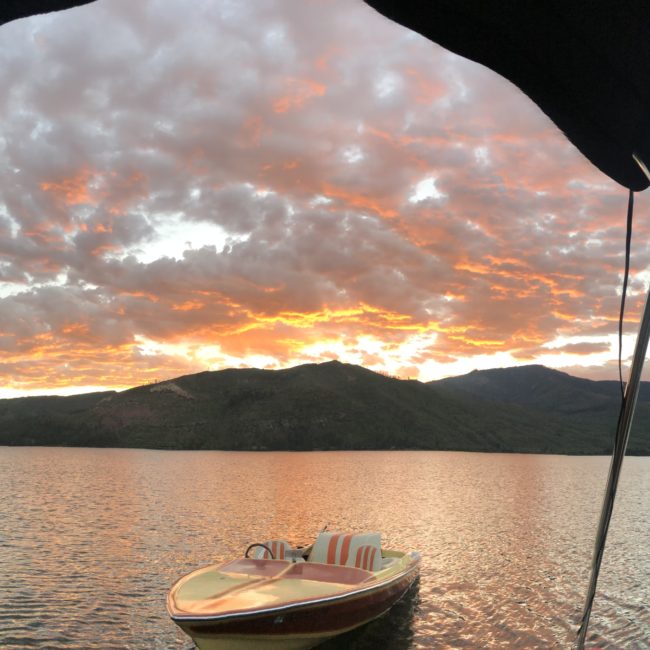 summer sunset on lake vallecito with charter vallecito boat tours